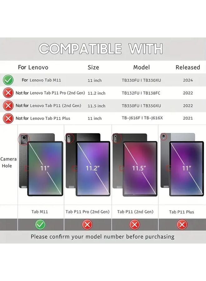 غلاف لينوفو M11 HD 11 إنش K11 2024 للجهاز اللوحي - غطاء ناعم باللون الأزرق البحري مع حامل ووظيفة النوم/الاستيقاظ التلقائي - Image 3